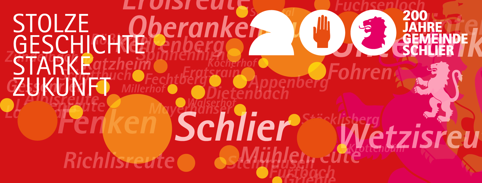 Das Jubiläumsmotiv bringt Geschichte, Identität und Zukunft der Gemeinde Schlier visuell zusammen.