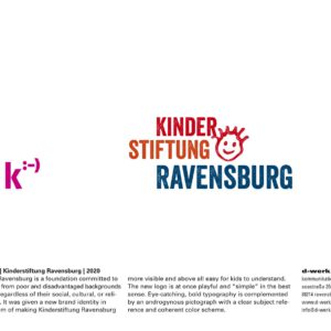 Das Logo der Kinderstiftung Ravensburg im Vorher/Nachher-Vergleich