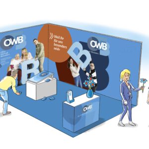 Visualisierung des OWB-Messestands für die Bildungsmesse 2026